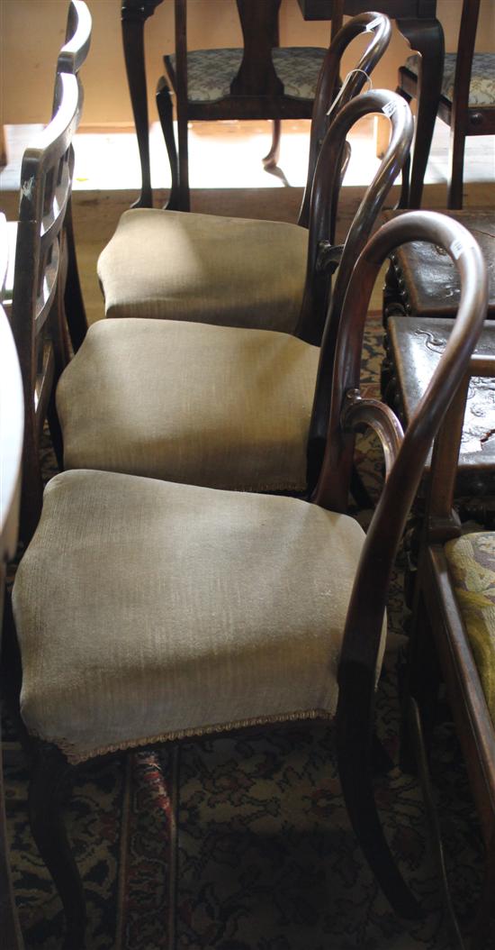 Set of 3 Victorian rosewood balloon back chairs